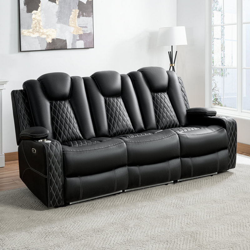 Ensemble de fauteuil de mouvement de style théâtre + canapé avec appui-tête réglable, Noir, noir, noir, noir