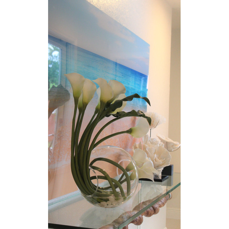 Crosswinds Calla Lilies Centerpiece in Vase, White