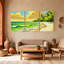 Nautique et plage, plage tropicale avec palmiers et vagues de l'océan, ensemble de 3 impressions sur toile-937275529