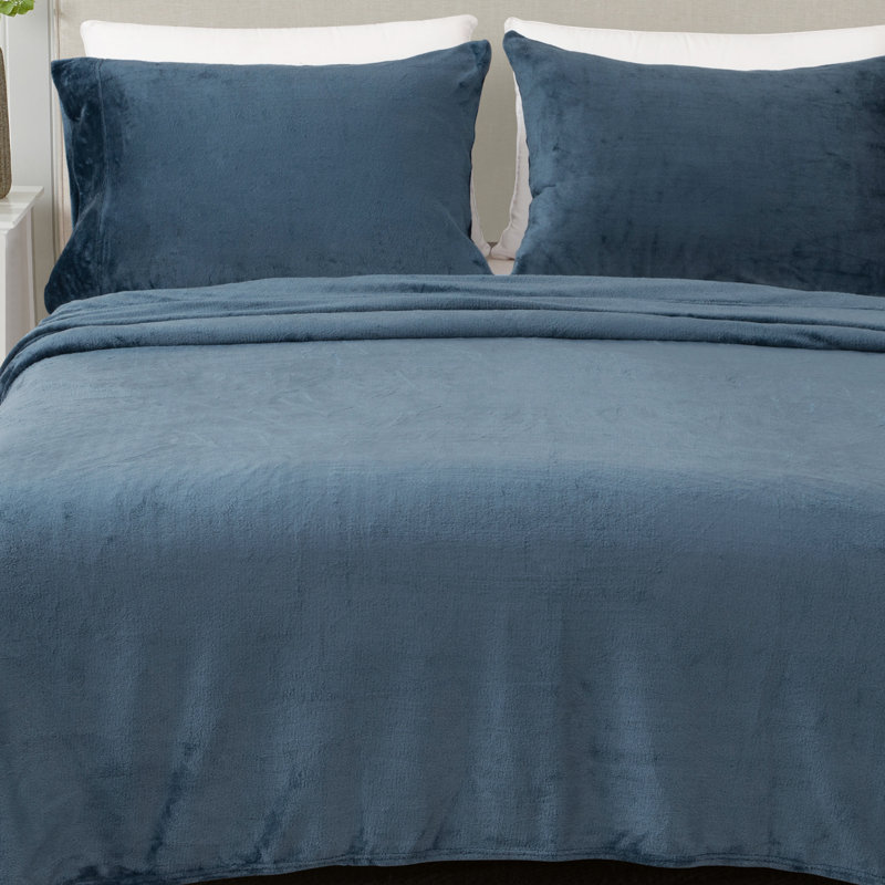 Ensembles de draps en velours ultra doux, Bleu denim, Double
