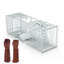 Cage à animaux escamotable 35,43 x 11,02 x 12,60 po avec porte de sortie arrière, plateau d'appât et gants