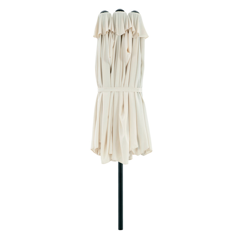 Très grand parasol d'extérieur - abat-jour double 15 pi avec manivelle pour meubles d'extérieur, terrasse, cour ou piscine Pure Garden (beige)