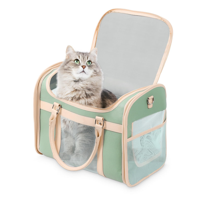 Sac de transport pour animal de compagnie, TSA approuvé par la compagnie aérienne, sac de voyage en polyuréthane pliable imperméable, ventilé à 360 °, bloquant la lumière, sac de voyage pour chats et petits chiens