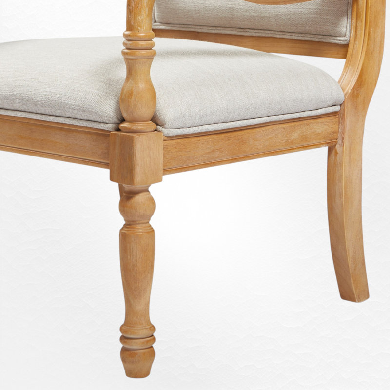 Chaise d'appoint rembourrée avec structure en bois d'hévéa, fauteuil avec pieds tournés, Natural