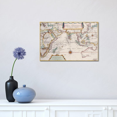 Antique Map Of Indian Ocean - Wrapped Canvas Painting