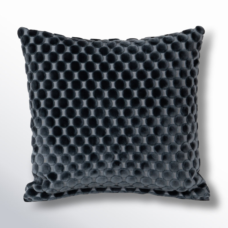 Oreiller en velours Nirvan, Polyester, Bleu, Carré 20 po