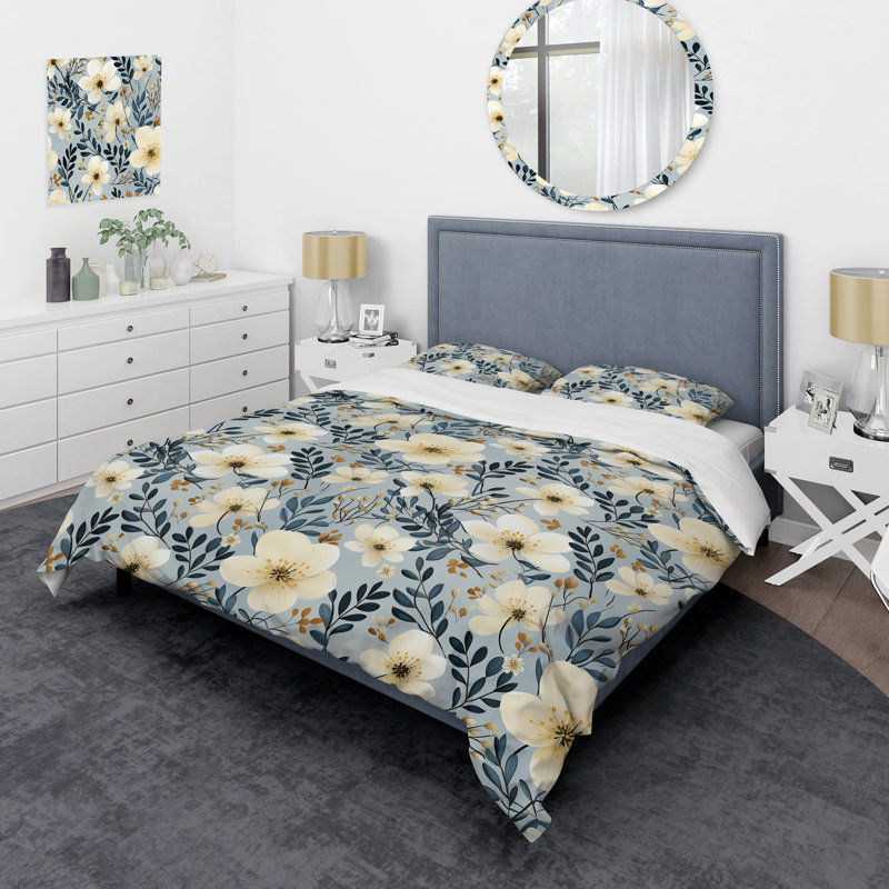 Ensemble de housse de couette Dreamy Garden Minimalist Flower I - Floral, Housse de couette pour grand lit et 2 taies décor
