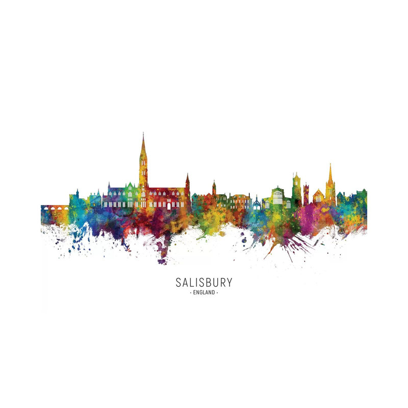 Salisbury England Skyline City Name by Michael Tompsett - Wrapped Canvas Print, 66.04 cm H x 45.72 cm W x 3.175 cm D