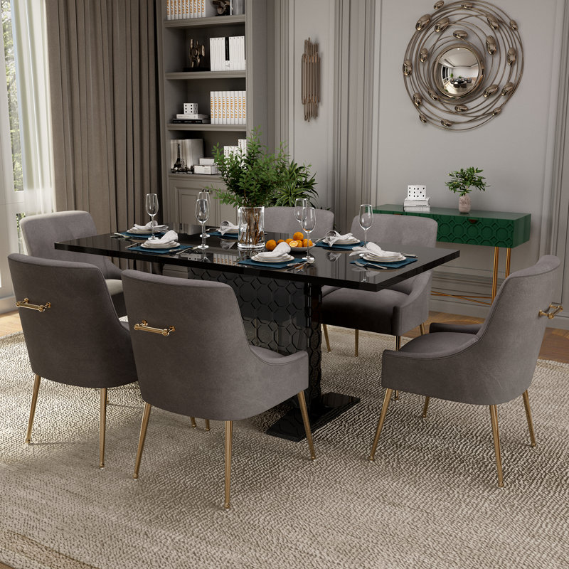 Table de salle à manger extensible pour 6 personnes Magallanes, Noir, Gris