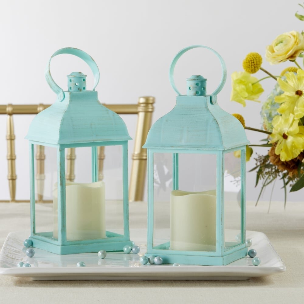 Vintage White Distressed Lantern - Medium | Kate Aspen