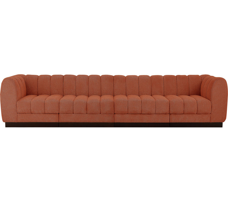 Quinn 133" Upholstered Sofa, Cognac Chenille Fabric