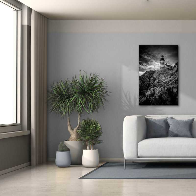 'October Morning At West Quoddy Head Monochrome' by Rick Berk Canvas Wall Art, 18" x 26", H 40 po x l 26 po x P 1,5 po
