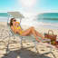 Chaise de bronzage pliante, chaise longue d'extérieur avec parasol, pour plage, piscine