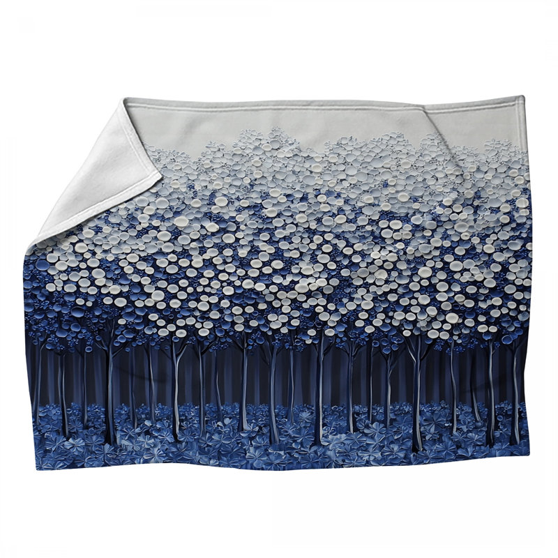 Trees Fleece Throw Blanket - Nature Throws for Sofas or Beds, 60" L x 50" W