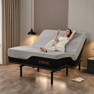 E3100 Adjustable Bed with 14" Mattress, Zero Gravity, Massage, Wireless Remote, App Control, Underbed Light, USB Ports