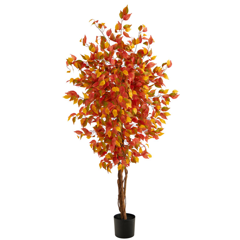Arbre d'automne ficus d'automne - pièce ficus artificiel 60 po en ensemble sur pied