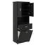 Armoire de salle de bain haute avec portes de paniers à linge et armoire supérieure de rangement ouverte pour la salle de bain-579089150