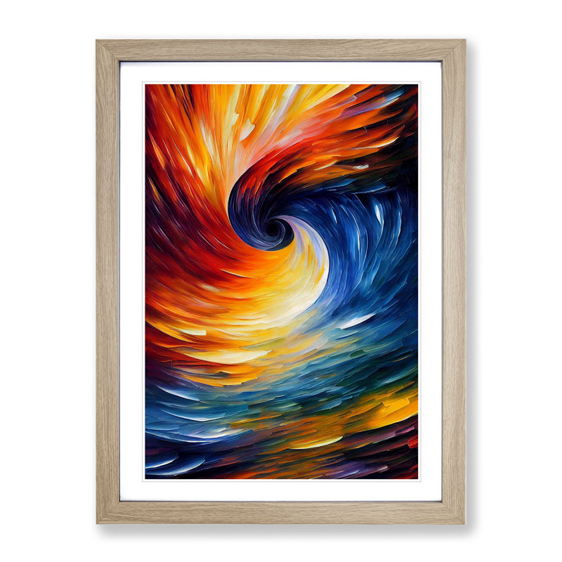 Ocean Wave Abstract No.5 - Framed Print, 64cm H x 46cm W x 2cm D, Oak
