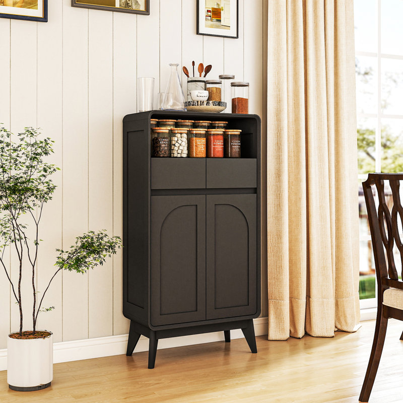 Armoire de rangement l 23,8 po avec portes et tiroirs, Noir