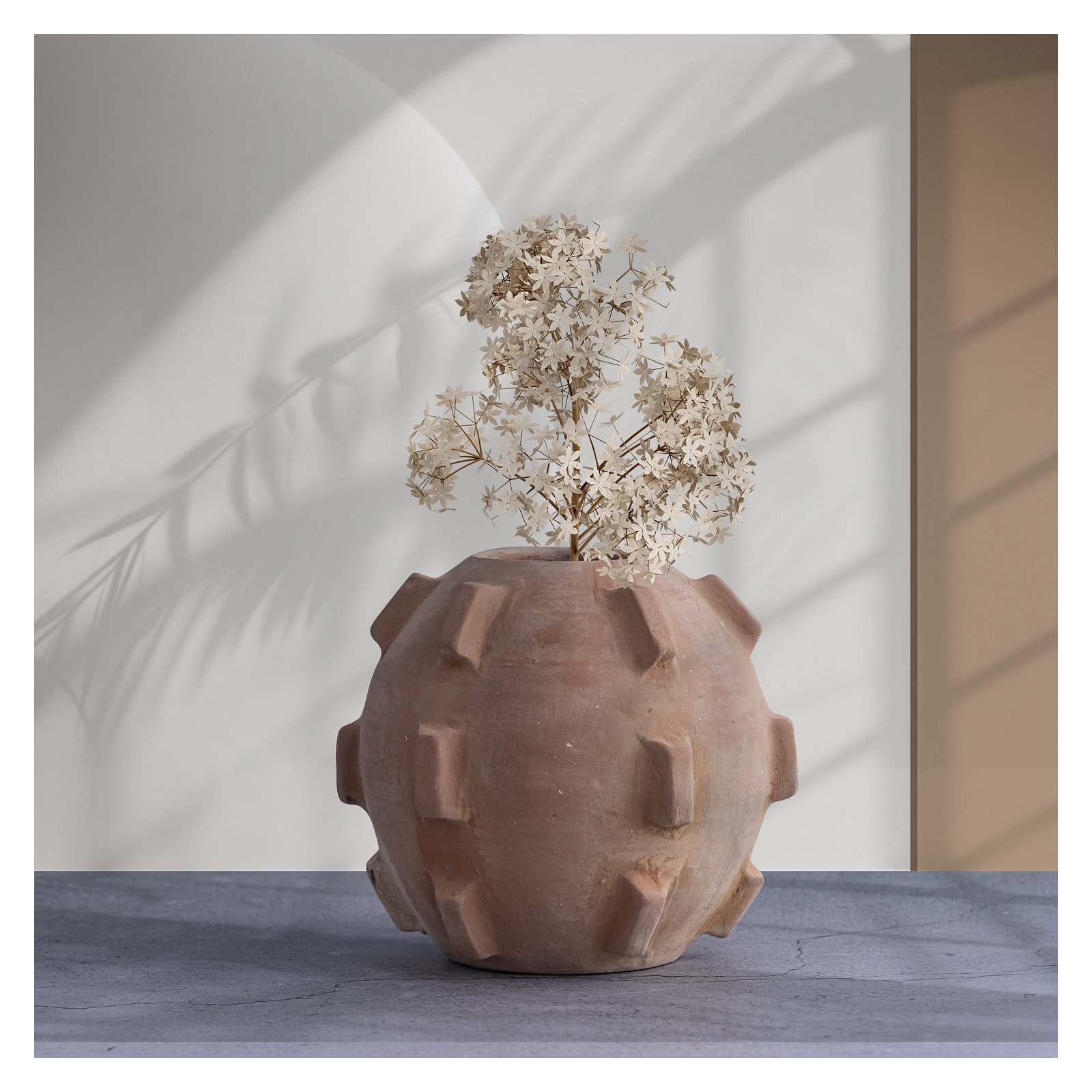 Terracotta Vase Dia 6.5" X 6" H