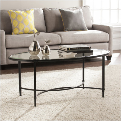 Table basse ovale en métal / verre Quinton - Noir