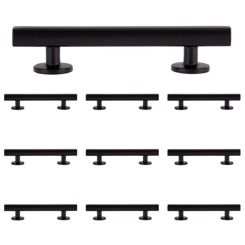 Flynn 3-1/2" Matte Black Bar Pull Multipack, Matte Black, 3.5"
