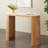 Cole And Grey Wood Curved Support Console Table With Beige Oval Marble Tabletop