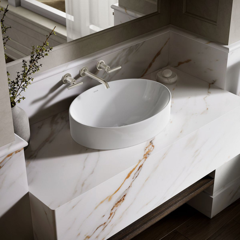 Vox Vitreous China Oval Vessel Bathroom Sink with Overflow