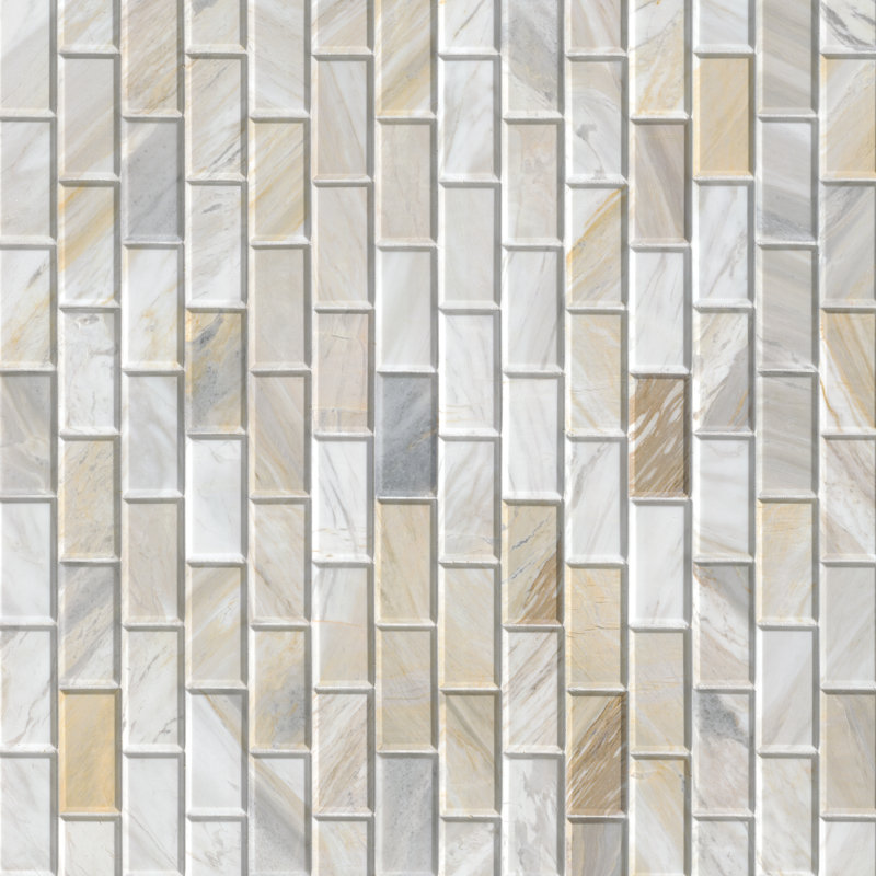 Selene Oro Subway 12 in. x 12 in. Honed Marble Mosaic Floor and Wall Tile