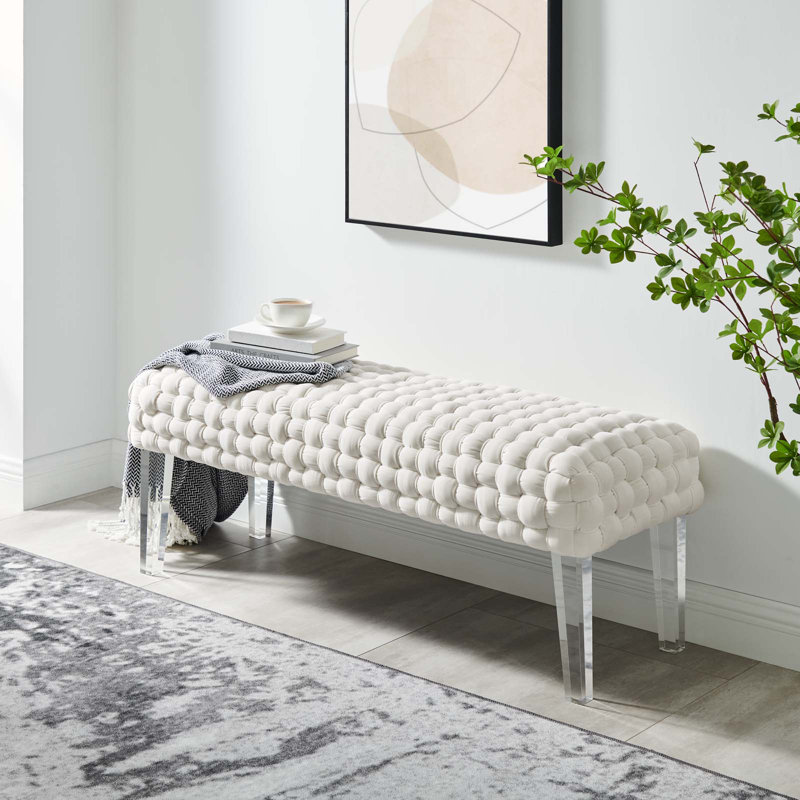 Repose-pieds en velours performance Prologue par Modway, Blanc