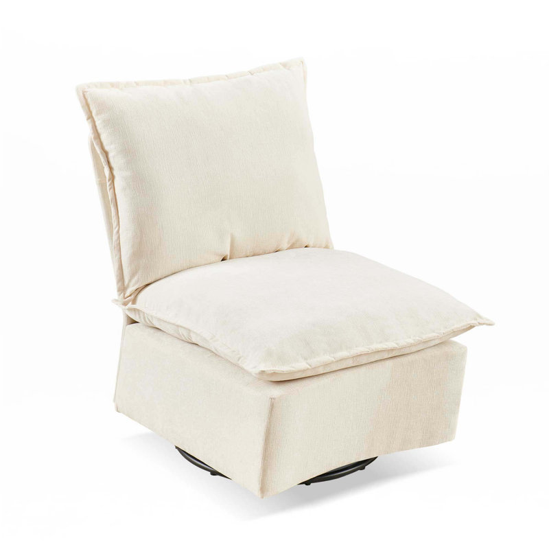 Fauteuil à bascule pivotant détachable en chenille simple 360, Blanc cassé