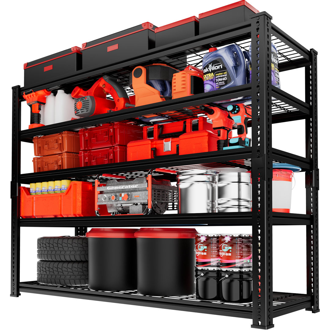 Rikuto Adjustable Heavy Duty Metal Shelving Unit For Garage,Pantry,Storage,Toolsheds, Warehouses Rebrilliant Size: 72" H x 48" W x 18" D