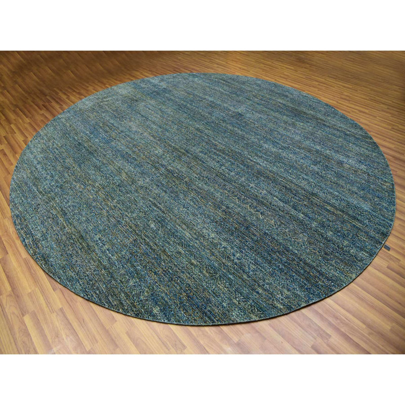 Tapis oriental vert en laine noué à la main 12 pi x 12 pi Kohinoor Herrita C58893E69BC1434595C879ED71C93EDB