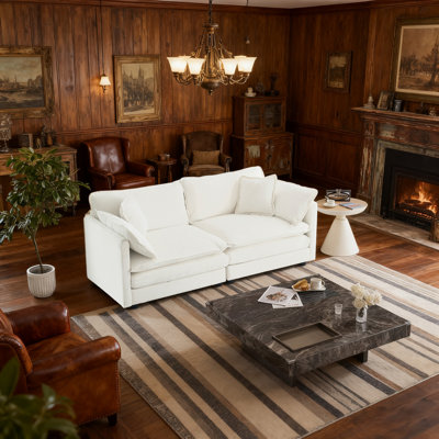 Chaise d'appoint, fauteuil à accoudoirs simples, canapé modulaire modulaire, canapé avec coussin pour le salon (tissu chenille, 2 sièges)