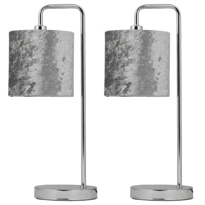 Toccoa 46Cm Polished Chrome Arched Table Lamp Set