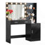 Coiffeuse 46,4 po avec miroir et lumières - coiffeuse 2 grands tiroirs et rangement vertical, commode à 3 niveaux, modes d'éclairage à luminosité réglable pour la chambre à coucher - noir-2060436470
