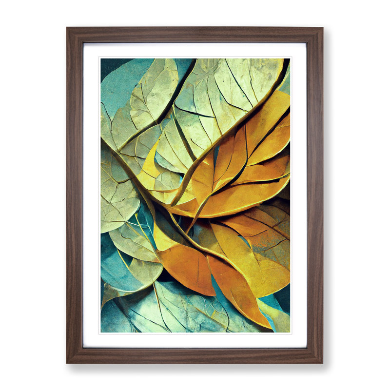 Leaf - Framed Print, 46cm H x 34cm W x 2cm D, Walnut