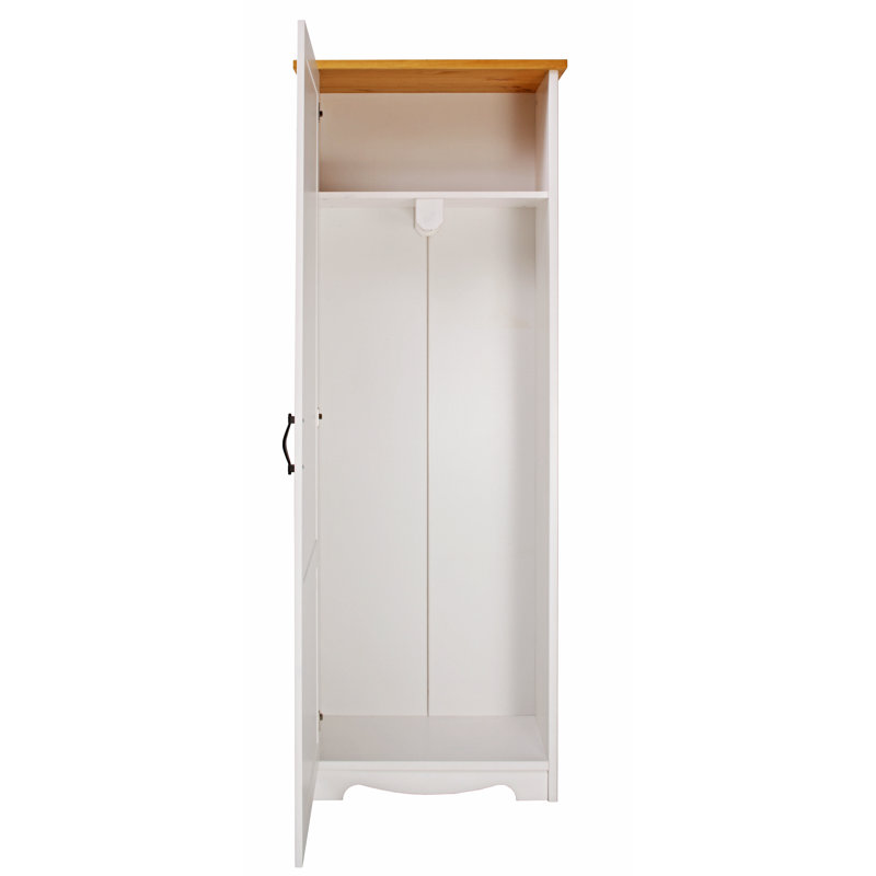 Ferrell 1 Door Solid Wood Wardrobe, White
