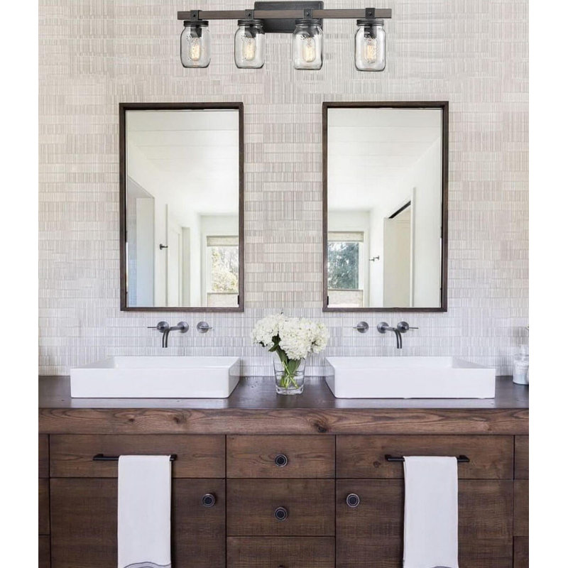 Éclairage pour meuble-lavabo 4 lumières vieilli Delk