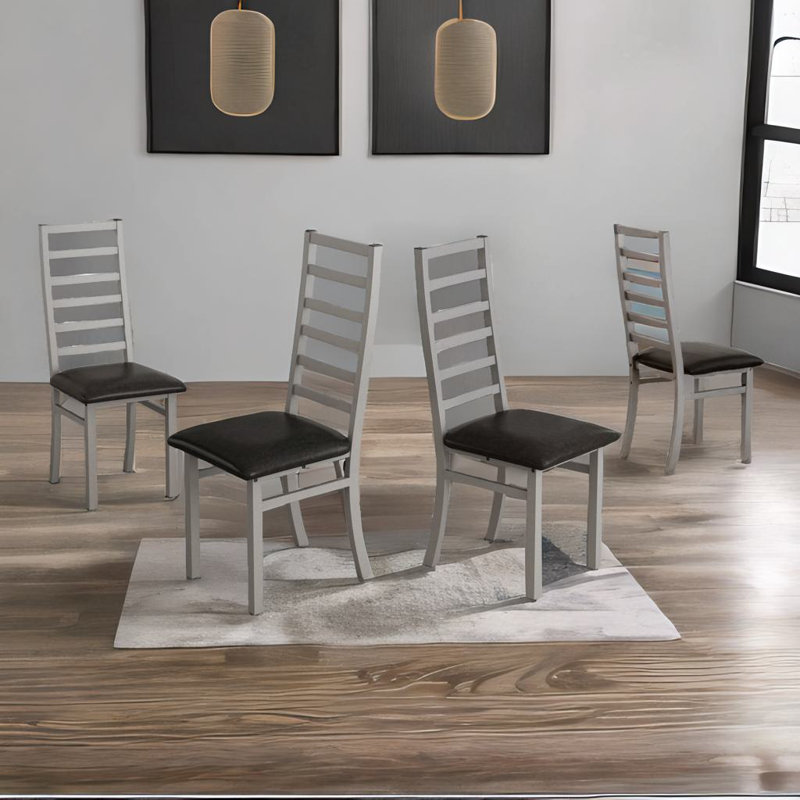Metal Dining Chairs Set Of 2, Gris, 4