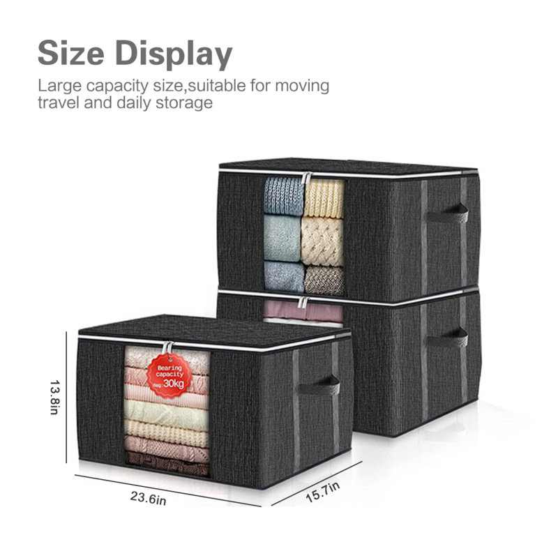 Ensemble de sacs de rangement en tissu, Noir