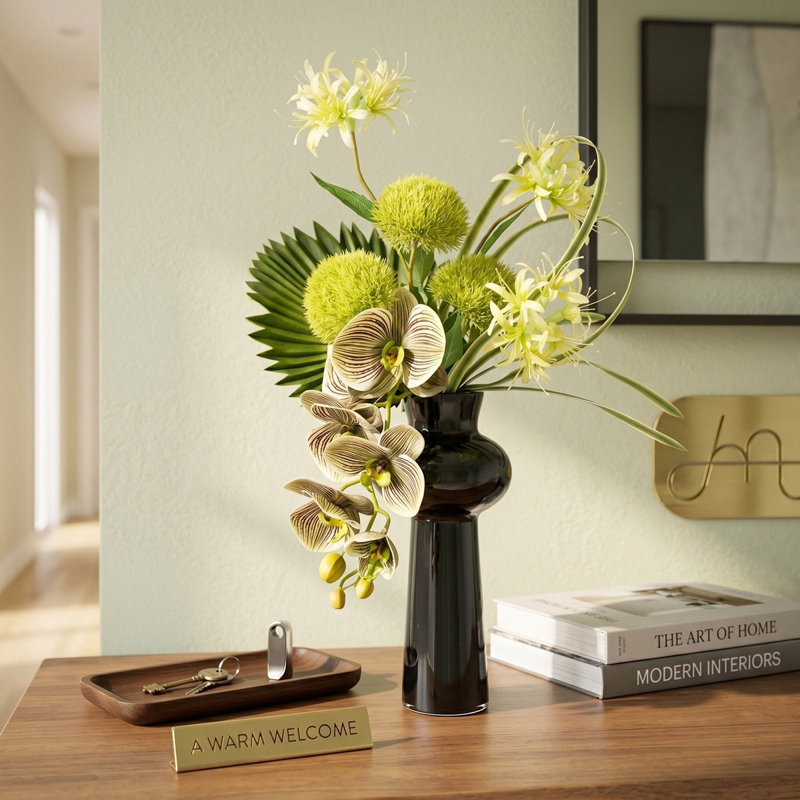 Fleurs artificielles avec vase