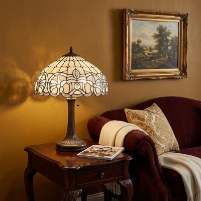 23" Dark Brown Metal Two Light Candlestick Table Lamp With White Shade