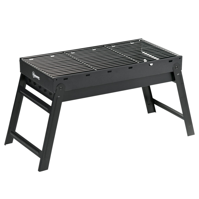 Ebern Portable Charcoal Grill Galvanised Metal, 73 x 31 x 38 cm, Black