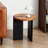 Retro Black Solid Wood Round Coffee Table-943700361