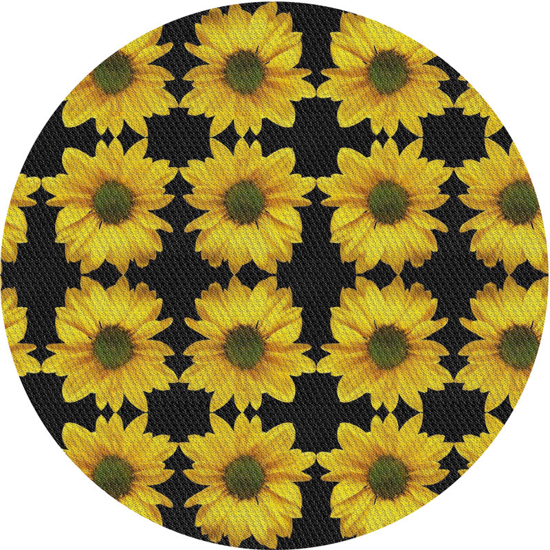 Tapis jaune / noir Power Loom, Rond 8 pi