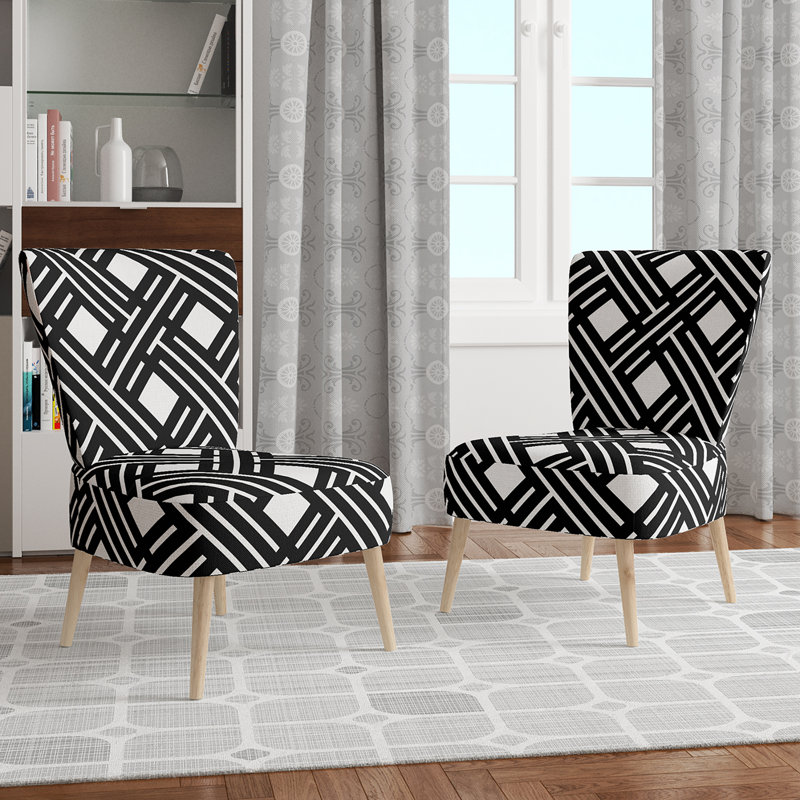 Upholstered Floral Side Chair - Modern floral Accent Chair, Geometric Gray Polyester Blend 2