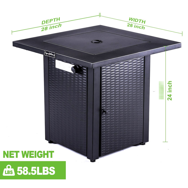 50,000btu Outdoor Gas Fire Pit Table, 28in With Lid, & Appearance, Lava Stone, Adjustable Flame, For Patio Backyard Garden Table 28in, Gas, -look,