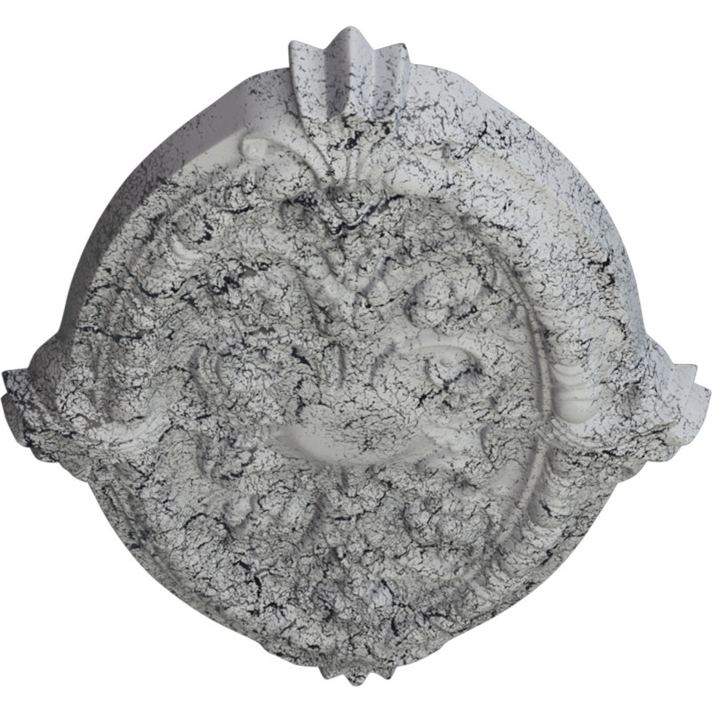 Médaillon de plafond Endurathane Marcella, l 26 3/8 po x H 17 1/4 po x P 1 3/4 po (convient aux auvents jusqu'à 3 po), fini craquelé blanc ultra pur peint à la main