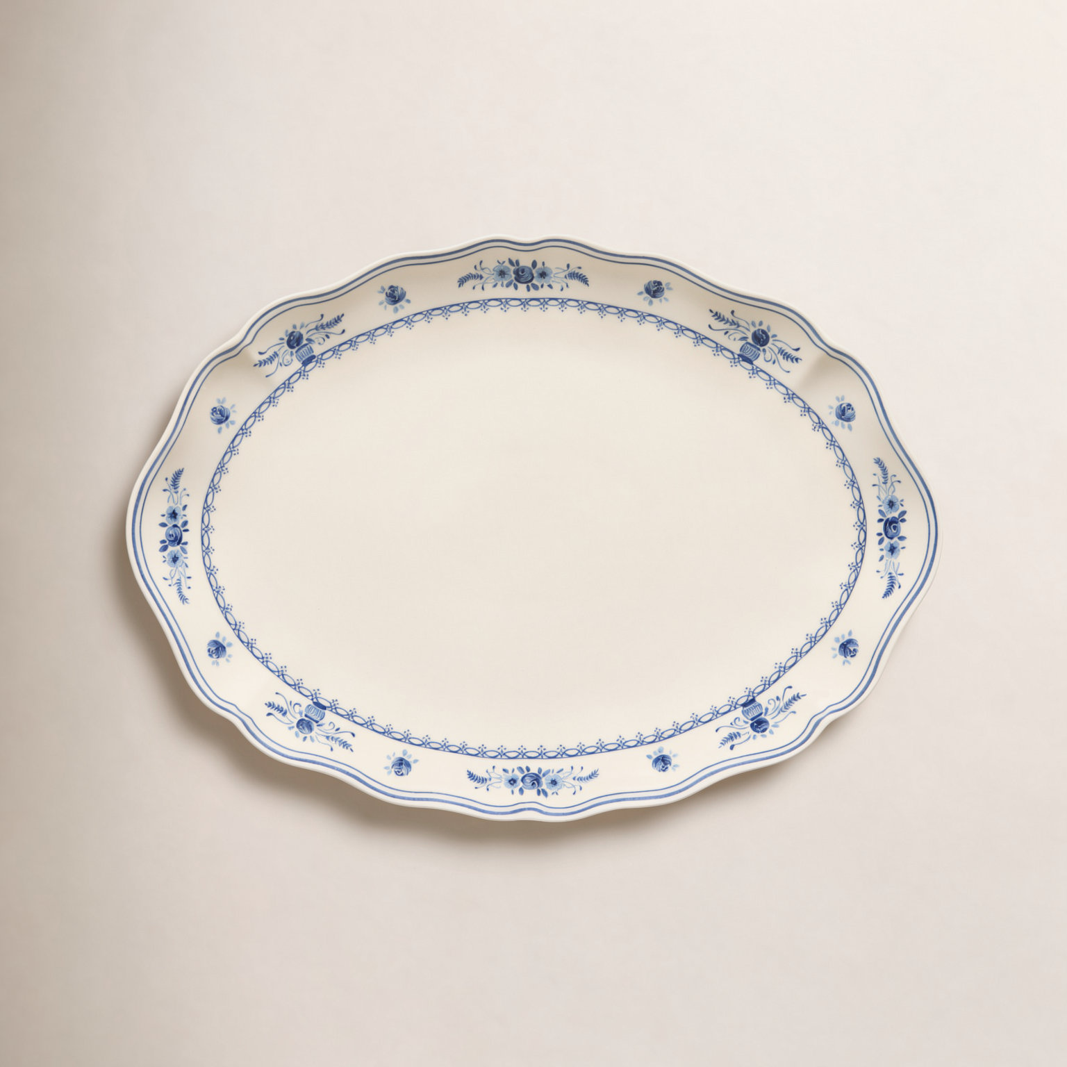 Vila Platter, Bege/Azul, 1.5" H x 16” W x 11.13” D